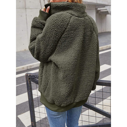 Womens Winter Sherpa Fleece Button Jacket Coat
