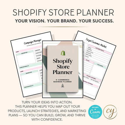 Shopify Store Planner | 60 Pages Printable & Editable